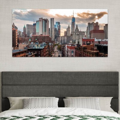 Πίνακας σε καμβά "New York Manhattan" Megapap ψηφιακής εκτύπωσης 140x70x3εκ.