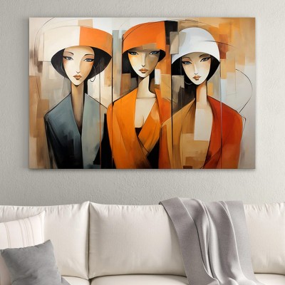 Πίνακας σε καμβά "Women in Orange" Megapap ψηφιακής εκτύπωσης 100x70x3εκ.