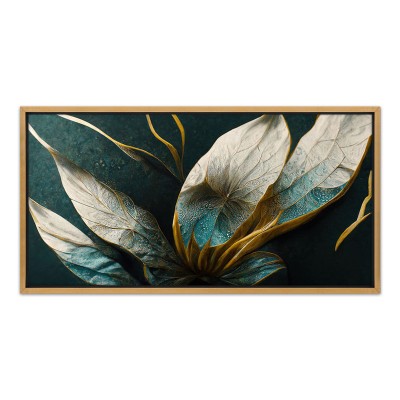 Πίνακας σε καμβά "Exotic Flower" Megapap ψηφιακής εκτύπωσης με κορνίζα χρώμα χρυσό 140x70x3εκ.