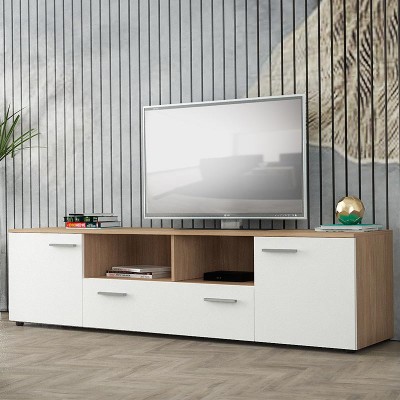 Έπιπλο τηλεόρασης μελαμίνης Lennox Megapap χρώμα urban oak - λευκό 180x41x45εκ.