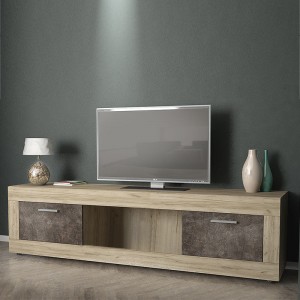 Έπιπλο τηλεόρασης μελαμίνης Desmond Megapap χρώμα γκρι oak - dark atelier 185x40x48εκ.