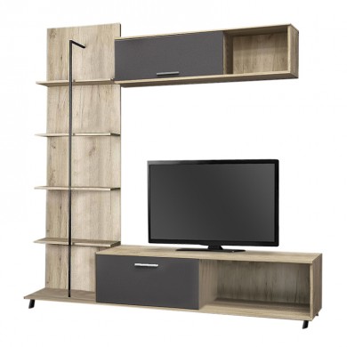 Ethel Megapap melamine TV unit in grey oak - antracite color 190x40x190cm.