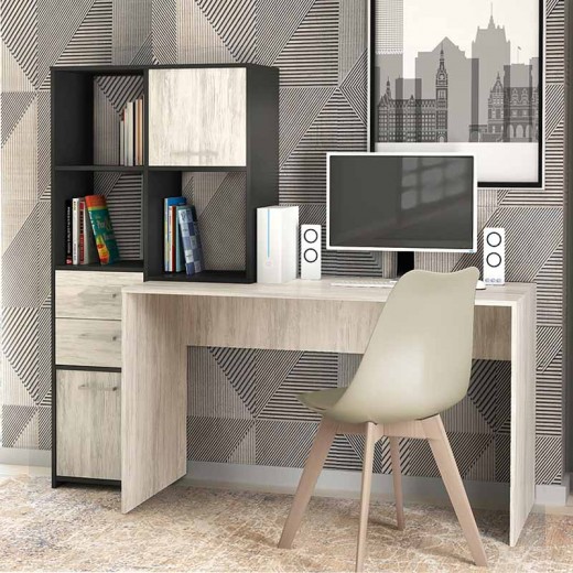 Γραφείο μελαμίνης Aurelio Megapap χρώμα ανθρακί - λευκό γκρι 170x35/60x76/151εκ. Γραφείο μελαμίνης Aurelio Megapap χρώμα ανθρακί - λευκό γκρι 170x35/60x76/151εκ.