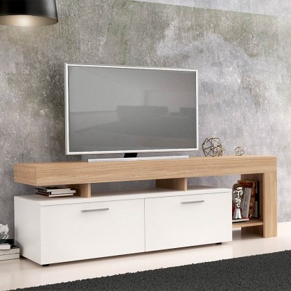 Έπιπλο τηλεόρασης μελαμίνης Jethro Megapap χρώμα urban oak - λευκό 160x41x53εκ.