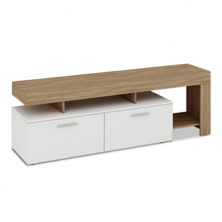 Έπιπλο τηλεόρασης μελαμίνης Jethro Megapap χρώμα urban oak - λευκό 160x41x53εκ.