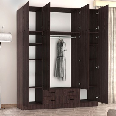 Regina Megapap four doors melamine wardrobe in wenge color 200x60x240cm.