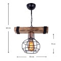 Marit Megapap E27 wooden/metallic ceiling light in walnut/black color 30x15x60cm.