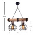 Marit Megapap E27 wooden/metallic two-light ceiling light in walnut/black color 40x15x65cm.