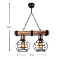 Marit Megapap E27 wooden/metallic two-light ceiling light in walnut/black color 40x15x65cm.