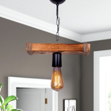 Mako Megapap E27 wooden ceiling light in walnut/φυσικό color 30x10x45cm.
