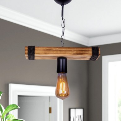Mako Megapap E27 wooden ceiling light in walnut/black color 30x10x45cm.