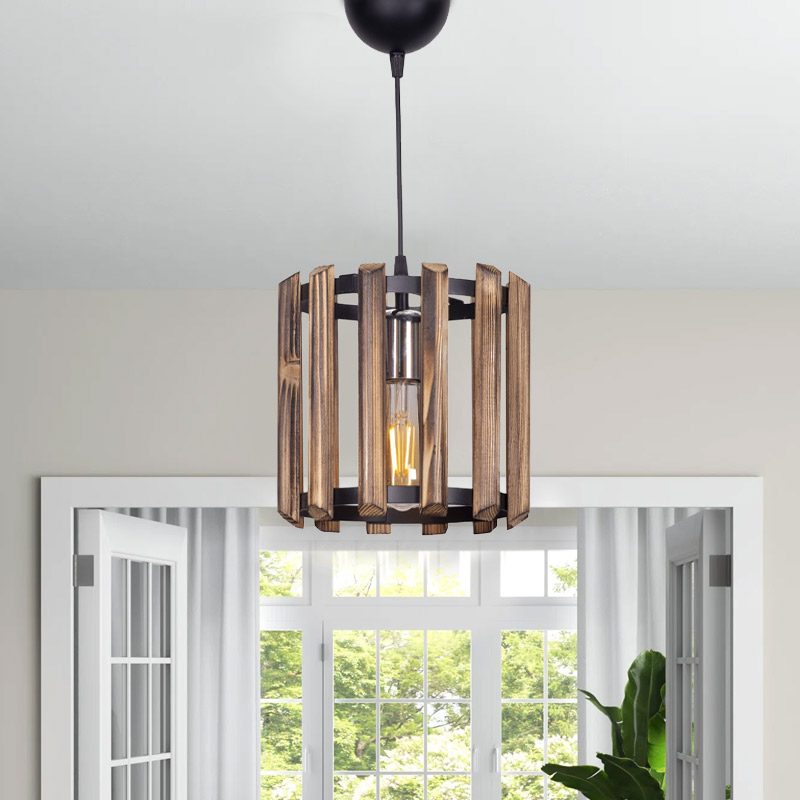 Bosco Megapap E27 wooden ceiling light in brown color 25x25x65cm.