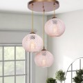 Riordan Megapap E27 metallic-rope three-lights ceiling light in gold - beige color 30x30x65cm