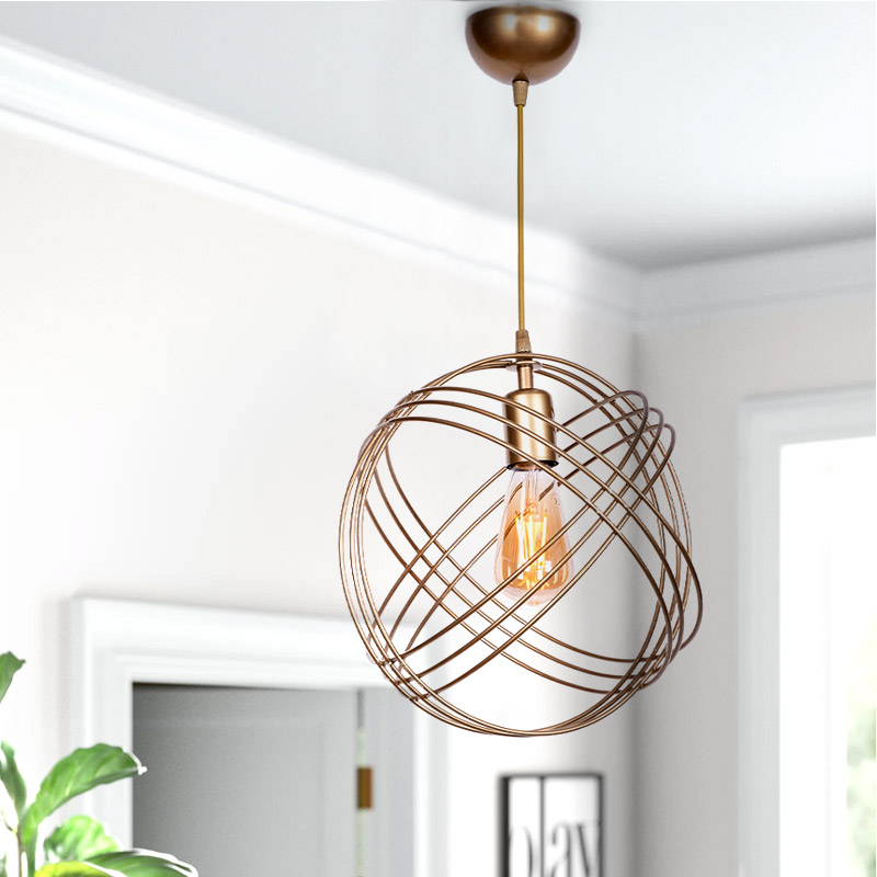 Phillipe Megapap E27 metallic ceiling light in gold color 35x35x70cm