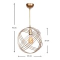 Phillipe Megapap E27 metallic ceiling light in gold color 35x35x70cm