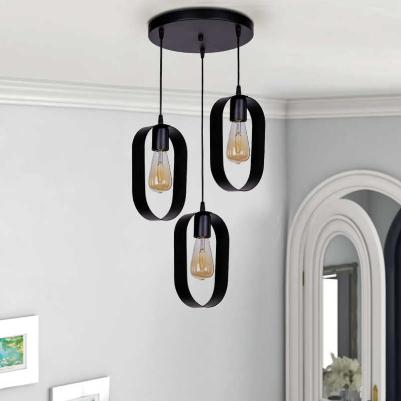 Mordo Megapap metallic ceiling three-light in black color 40x40x70cm.