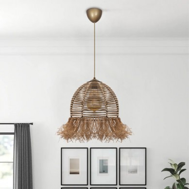 Varena Megapap E27 paper ceiling light in natural color Ø30x70cm.