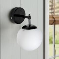Vito Megapap E27 metal - glass wall lamp in white - black color 12x20x25cm.