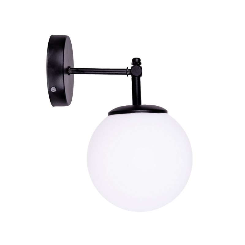 Vito Megapap E27 metal - glass wall lamp in white - black color 12x20x25cm.