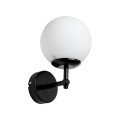 Vito Megapap E27 metal - glass wall lamp in white - black color 12x20x25cm.