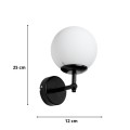 Vito Megapap E27 metal - glass wall lamp in white - black color 12x20x25cm.