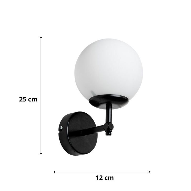 Vito Megapap E27 metal - glass wall lamp in white - black color 12x20x25cm.