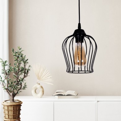 Fred Megapap E27 metallic ceiling light in black color Ø15x60cm.