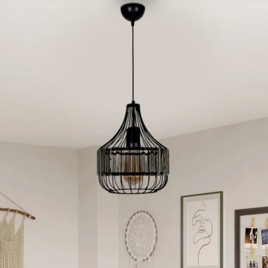 Merlin Megapap E27 metallic - glass ceiling light in black color Ø28x80cm.