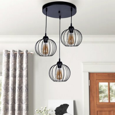 Lina Megapap E27 metallic ceiling three-light in black color 45x40x80cm.
