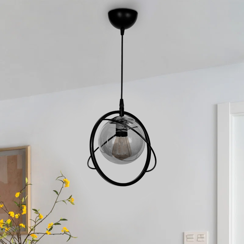 Globe Megapap E27 metallic ceiling light in black color Ø25x75cm.