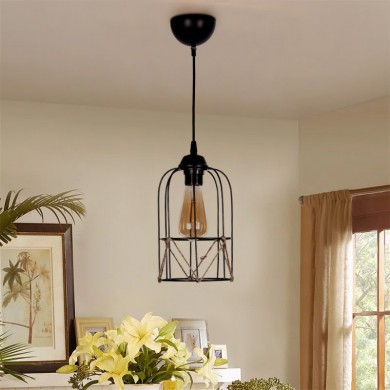 Argon Megapap E27 metallic ceiling light in black color Ø15x65cm.