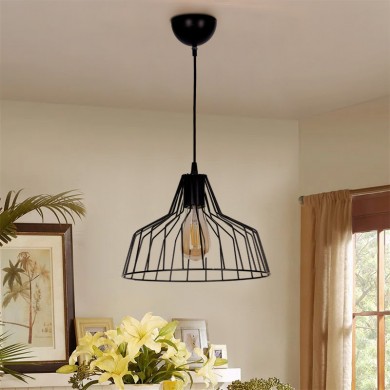 Arezzo Megapap E27 metallic ceiling light in black color Ø30x75cm.