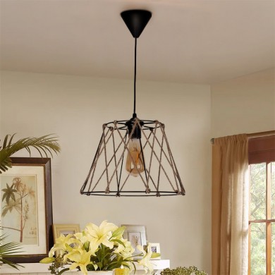 Andro Megapap E27 metallic - rope ceiling light in black - natural color Ø30x70cm.