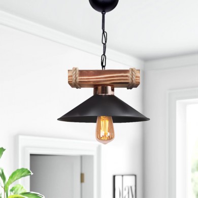 Melio Megapap E27 wooden - plastic ceiling light in black color Ø26x36cm.