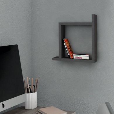 Box Megapap melamine wall shelf in antracite color 30x22x30cm.