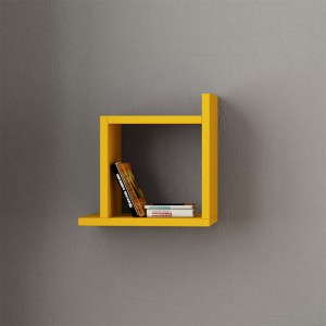 Ραφιέρα τοίχου Box Megapap μελαμίνης χρώμα μουσταρδί 30x22x30εκ.