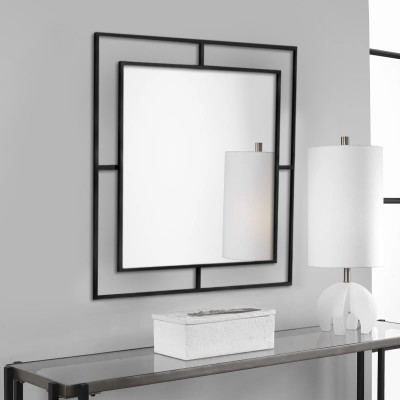 Καθρέφτης τοίχου Corner Megapap αλουμινίου χρώμα μαύρο 58,6x2x58,6εκ.