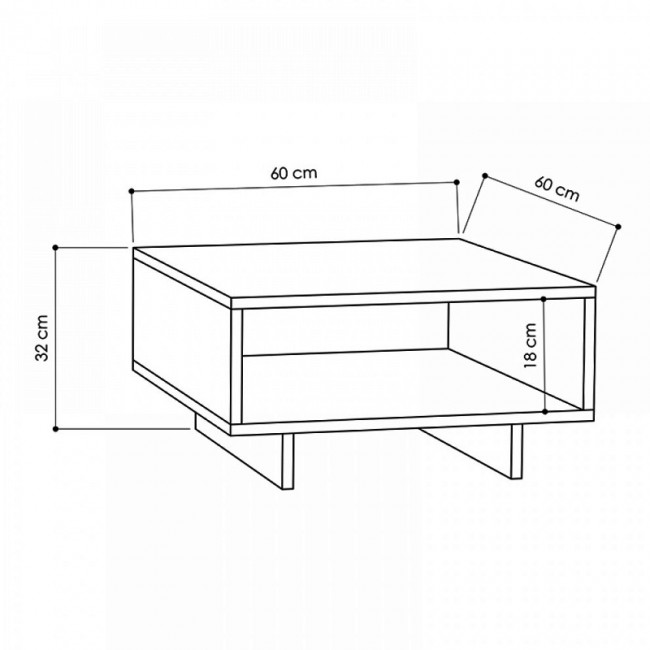 Τραπεζάκι σαλονιού Hola Megapap χρώμα λευκό 60x60x32εκ.