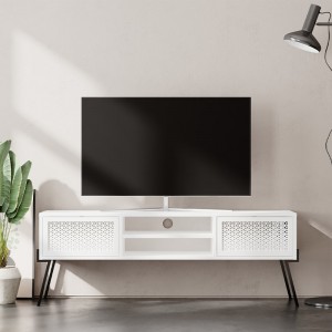 Έπιπλο τηλεόρασης Alvaro Megapap από μελαμίνη χρώμα λευκό 140x35x50εκ.