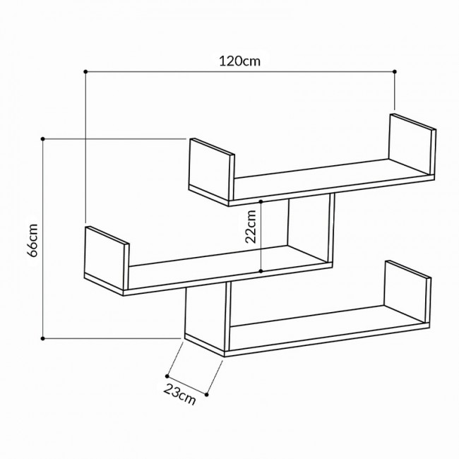 Ραφιέρα τοίχου Tibet Megapap χρώμα ανθρακί 119x22x66εκ.