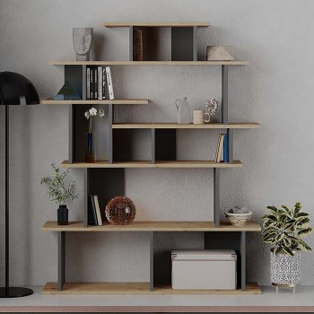 Βιβλιοθήκη Apollon Megapap χρώμα φυσικό οξιάς - ανθρακί 120x29,2x149εκ. Βιβλιοθήκη Apollon Megapap χρώμα φυσικό οξιάς - ανθρακί 120x29,2x149εκ.