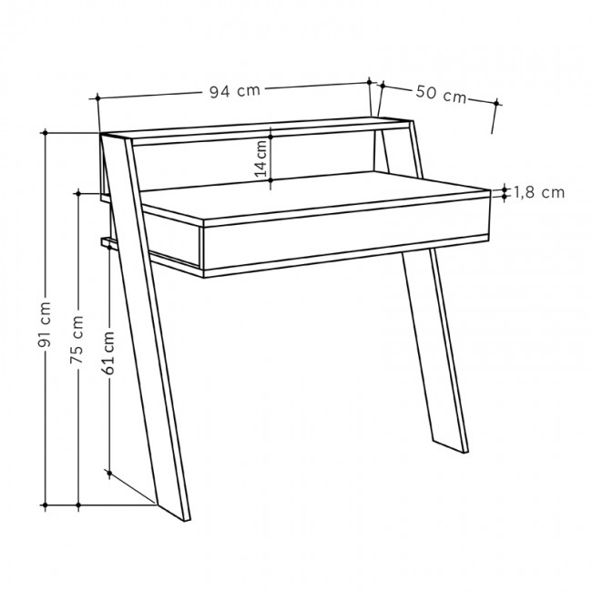 Γραφείο εργασίας Cowork Megapap χρώμα ανθρακί 94x50x91εκ.