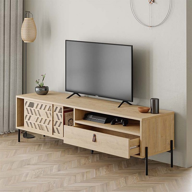 Έπιπλο τηλεόρασης Dionysos Megapap χρώμα φυσικό οξιάς 170x45x48,6εκ.