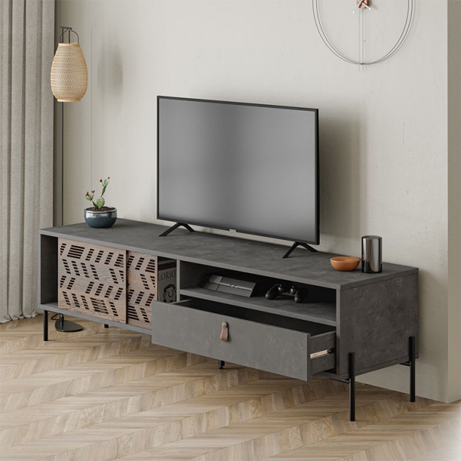 Έπιπλο τηλεόρασης Dionysos Megapap χρώμα γκρι ρετρό 170x45x48,6εκ.