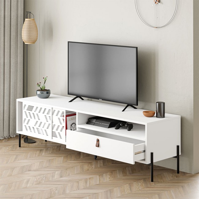 Έπιπλο τηλεόρασης Dionysos Megapap χρώμα λευκό 170x45x48,6εκ.