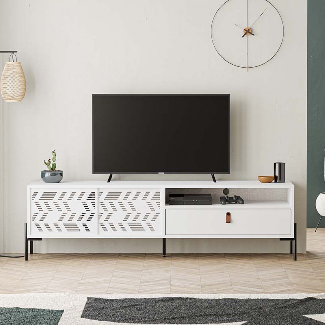 Έπιπλο τηλεόρασης Dionysos Megapap χρώμα λευκό 170x45x48,6εκ.