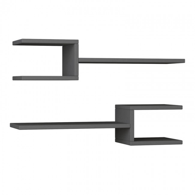 Ραφιέρα τοίχου Fork Megapap 2 τεμαχίων χρώμα ανθρακί 75x19,5x18εκ.