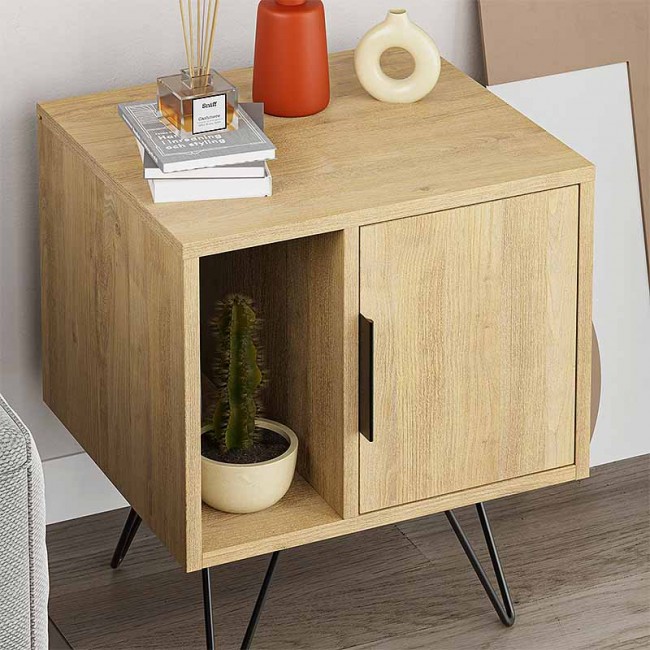 Κομοδίνο Glynn Megapap χρώμα φυσικό οξιάς 50,2x44,6x60εκ.