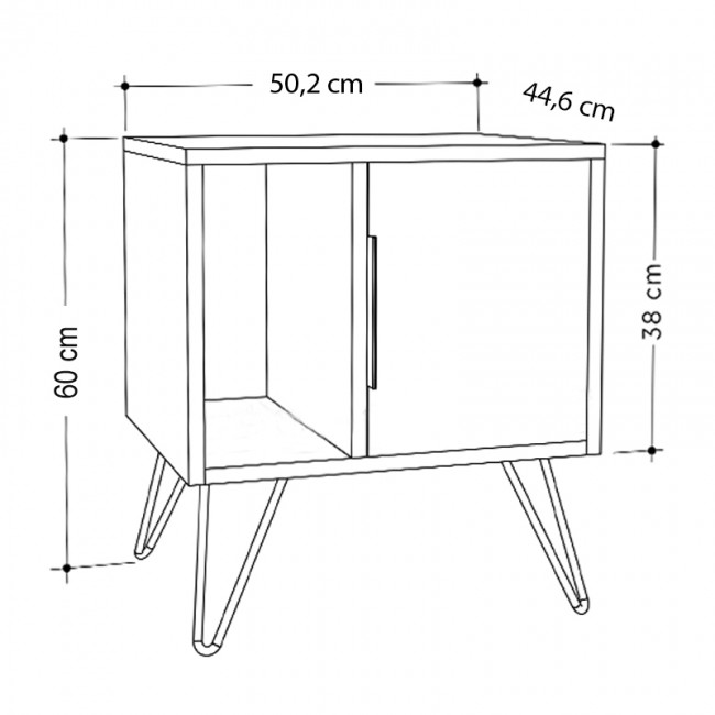 Κομοδίνο Glynn Megapap χρώμα φυσικό οξιάς 50,2x44,6x60εκ.