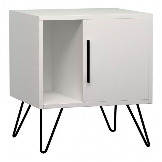Κομοδίνο Glynn Megapap χρώμα λευκό 50,2x44,6x60εκ.